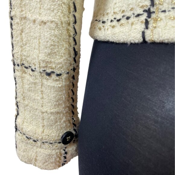 Mike Korwin Women’s Cream Jacket With Black & Gold Checkered Pattern Button - Picture 5 of 8